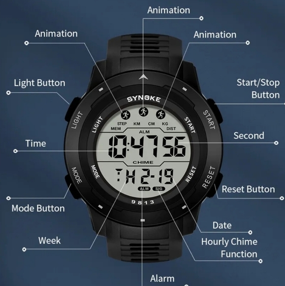 Men Waterproof Digital Sports Watch Military Tactical LED Backlight Wristwatch - Picture 6 of 7